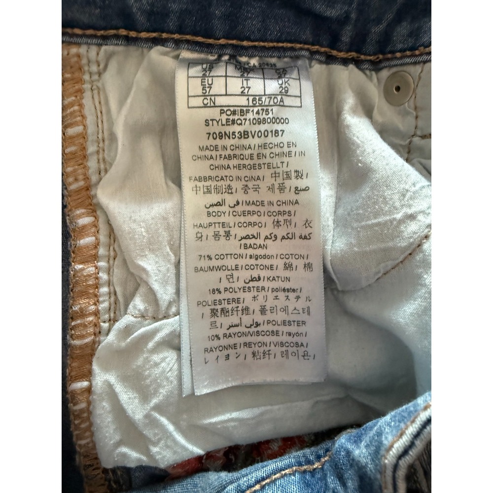 Guess Los Angeles Floral Embroidered Skinny Jeans Medium Wash Blue Size 27x27 - Picture 3 of 6